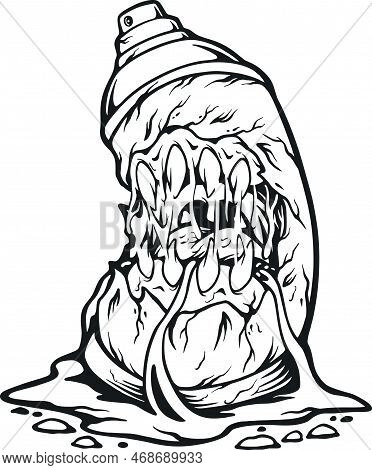 Creeps Melting Monster Spray Cans Silhouette Vector Illustrations For Your Work Logo, Merchandise T-
