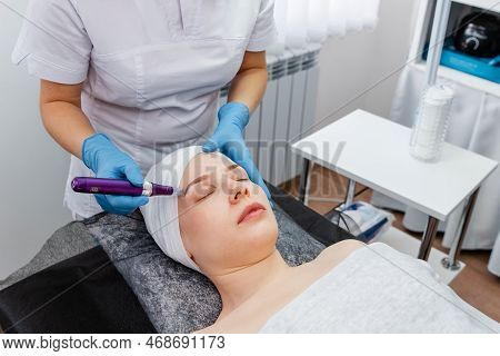 Beauty Treatment At Professional Dermatology Clinic. Dermatologist Making Mesotherapy Injection With