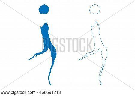 Lake Chagan (republic Of Kazakhstan) Map Vector Illustration, Scribble Sketch Lake Shagan Or Balapan