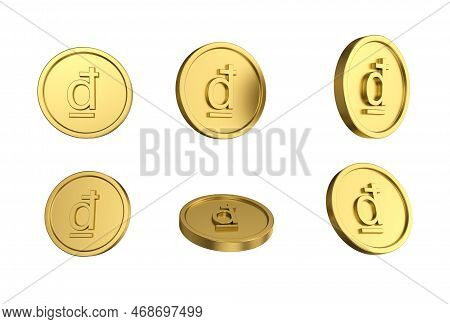 3d Illustration Set Of Gold Vietnamese 