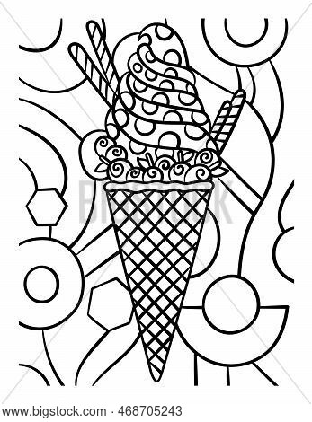 A Cute And Funny Coloring Page Of An Ice Cream In Cone. Provides Hours Of Coloring Fun For Children.