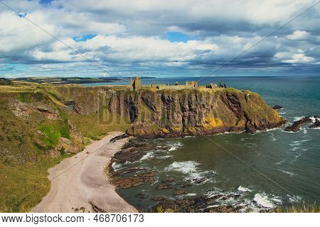 Dunnotar Castle In Stonhaven With Views From Afar