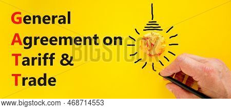 Gatt Symbol. Concept Words Gatt General Agreement On Tariff And Trade On Yellow Paper On Beautiful Y