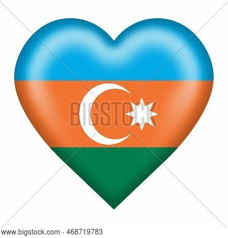 Azerbaijan Flag Heart Button With Clipping Path 3d Illustration