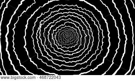 Round Texture Of Current Waves On A Black Background. The Concept Of Energy Waves. Stock Vector Illu