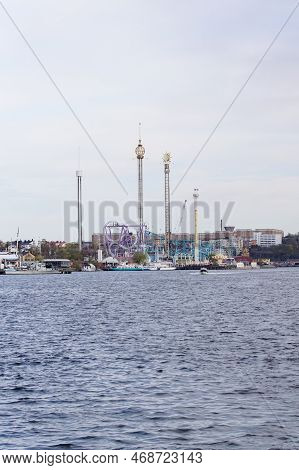 View Of Amusement Park Next The Sea