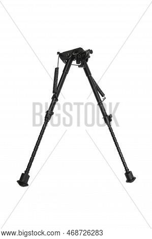 Modern Metal Folding Bipod For A Rifle Or Carbine. A Device For The Convenience Of Shooting. Isolate