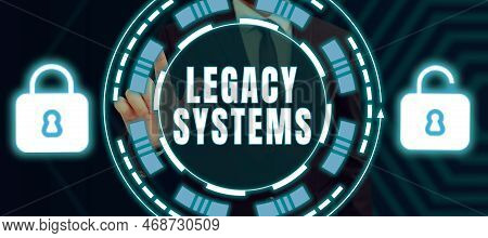 Handwriting Text Legacy Systems. Conceptual Photo Old Method Technology Computer System Or Applicati