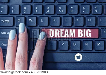 Text Caption Presenting Dream Big. Business Overview To Think Of Something High Value That You Want 