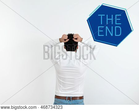 Text Caption Presenting The End. Business Showcase Final Part Of Play Relationship Event Movie Act F