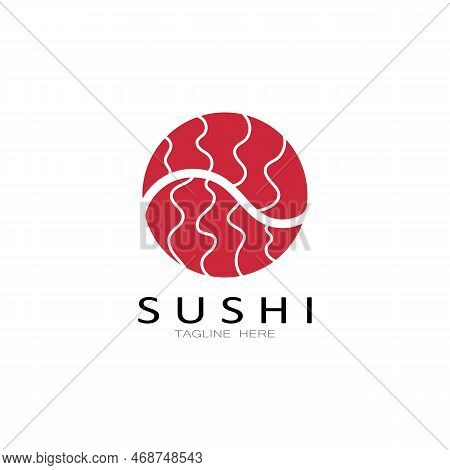 Sushi Logo Template.vector Icon Style Illustration Bar Or Shop, Sushi,salmon Roll,sushi And Rolls Wi