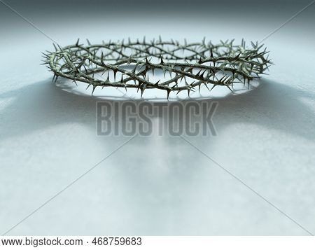 An Ambiguity Concept Of Branches Of Thorns Woven Into A Crucifixion Crown And Casting A Shadow Of A 