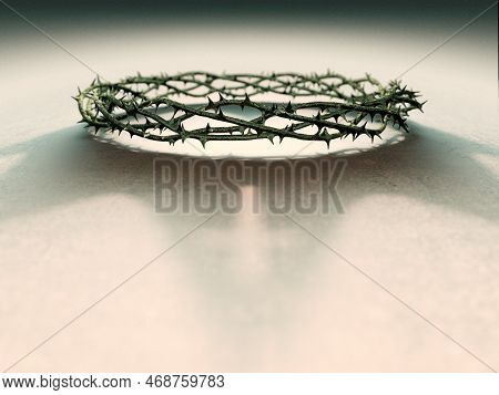 An Ambiguity Concept Of Branches Of Thorns Woven Into A Crucifixion Crown And Casting A Shadow Of A 