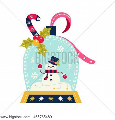 Vector Cartoon Cute Christmas Snow Globe Illustration Isolated