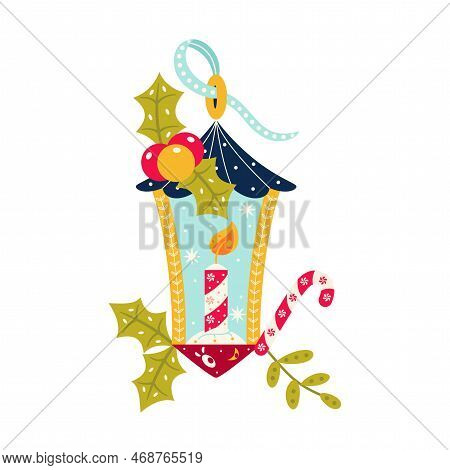 Vector Cartoon Cute Christmas Lamp Illustration Isolated