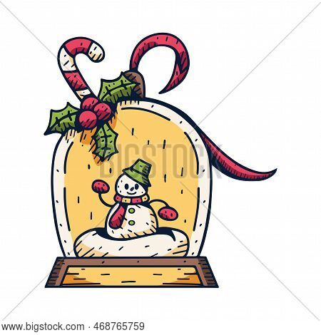 Vector Cartoon Cute Christmas Snow Globe Illustration Isolated