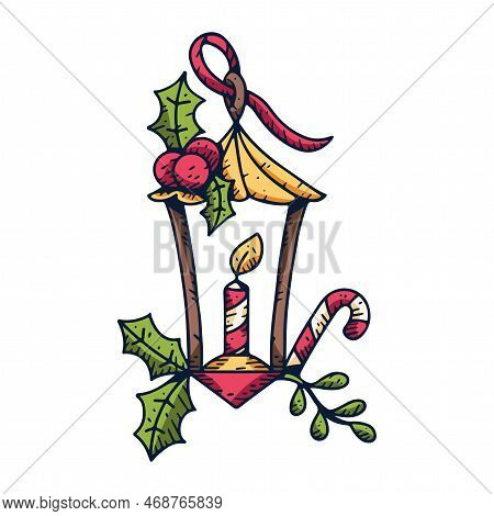 Vector Cartoon Cute Christmas Lamp Illustration Isolated