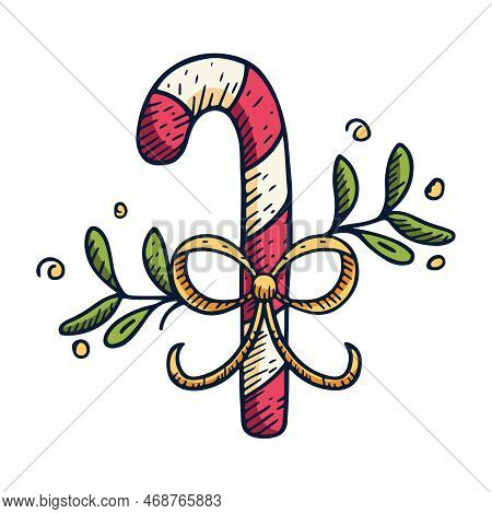 Vector Cartoon Cute Christmas Candy Cane Illustration Isolated
