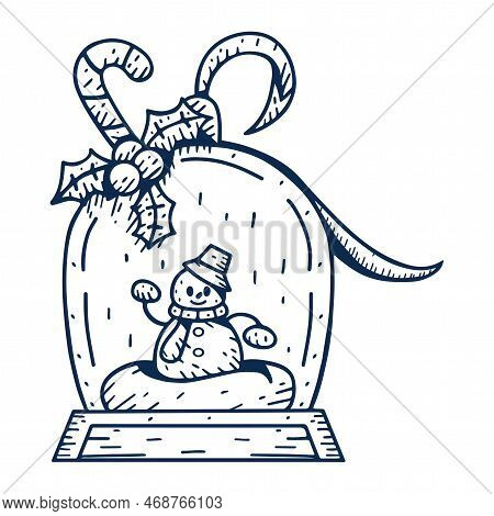 Vector Cartoon Cute Christmas Snow Globe Illustration Isolated
