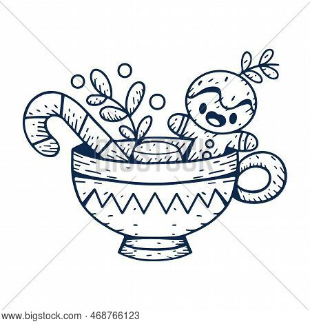 Vector Cartoon Cute Christmas Cup Illustration Isolated