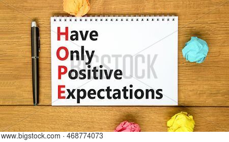 Hope Have Only Positive Expectations Symbol. Concept Words Hope Have Only Positive Expectations On W