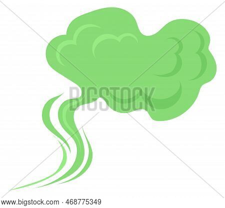 Green Cloud. Cartoon Garbage Smell. Toxic Scent Isolated On White Background