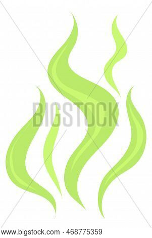 Toxic Air Trail. Cartoon Green Vapor Scent Isolated On White Background
