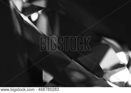 Beautiful Dazzling Diamond On Dark Background, Closeup. Precious Gemstone