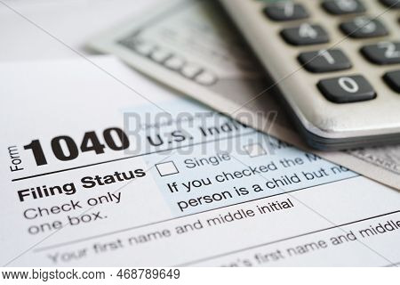 Tax Form 1040 U.s. Individual Income Tax Return, Business Finance Concept.