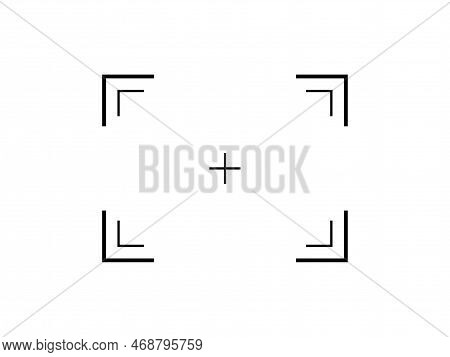 Vector Target Aim, Simple Zoom Focus Icon, Camera Frame Or Photo Viewfinder Screen Line Symbol.