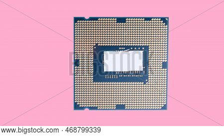 Central Processor Unit Isolated On Pink Background At Dry Sunny Day
