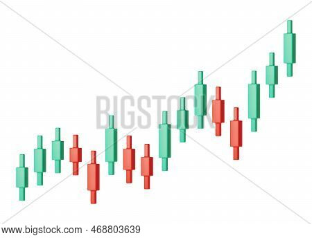3d Growth Stock Diagram Isolated. Render Stock Candle Shows Growth Or Success. Financial Item, Busin