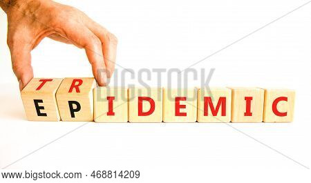 Covid-19 Epidemic Or Tridemic Symbol. Concept Word Epidemic And Tridemic On Wooden Cubes. Doctor Han