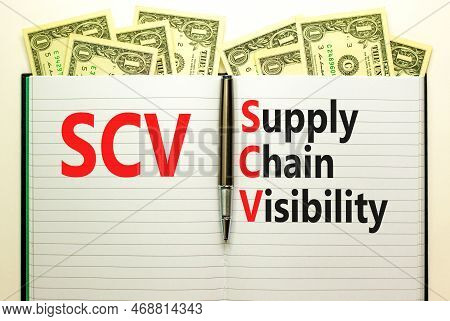 Scv Supply Chain Visibility Symbol. Concept Words Scv Supply Chain Visibility On White Note On A Bea
