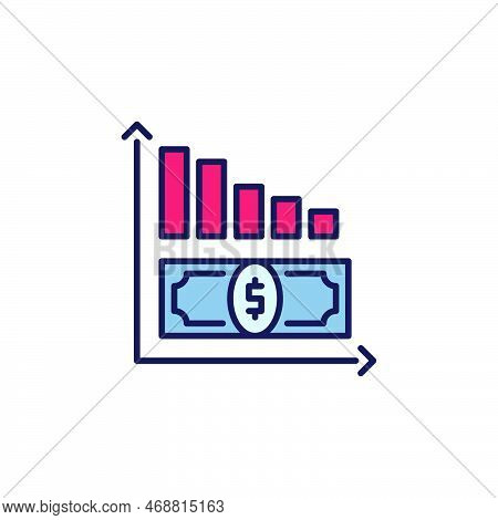 Hyperinflation Graph With Dollar Banknote Vector Concept Colored Icon Or Sign