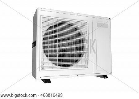 Thermal Energy Heat Pump Unit 3d Rendered Illustration. House Cooling And Heating Systems.
