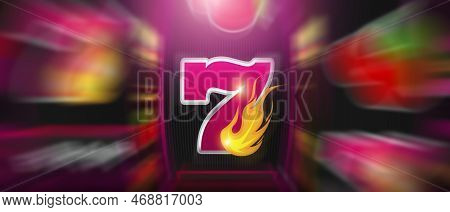 Purple Pinky Spinning And Winning Lucky Slot Machine Reel Concept. Casino Gambling 3d Rendered Illus
