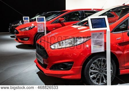 Ford Fiesta St-line Car Showcased At The Brussels Expo Autosalon Motor Show. Brussels, Belgium - Jan
