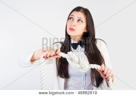 business woman with knot of 