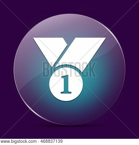 Number 1 Moonlight Glass Round Button Abstract On A Dark Purple Abstract Background
