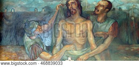 Karlovac, Croatia - July 06, 2012: 10th Stations Of The Cross, Jesus Is Stripped Of His Garments, Na