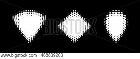 Set Of White Halftone Dots Gradient Pattern Texture Backgrounds. Dotted Spots Using Half Tone Circle