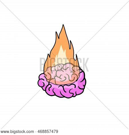 Brain On Fire. Concept Of Burnout At Work, Fatigue And Stress. Emotional Problems. Flame And Burning