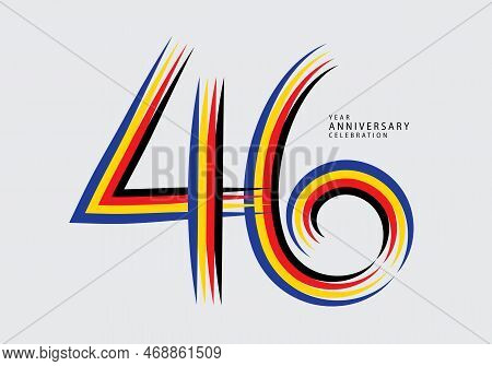 46 Years Anniversary Celebration Logotype Colorful Line Vector, 46th Birthday Logo, 46 Number, Banne