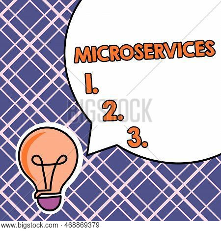 Inspiration Showing Sign Microservices. Internet Concept Software Development Technique Building Sin