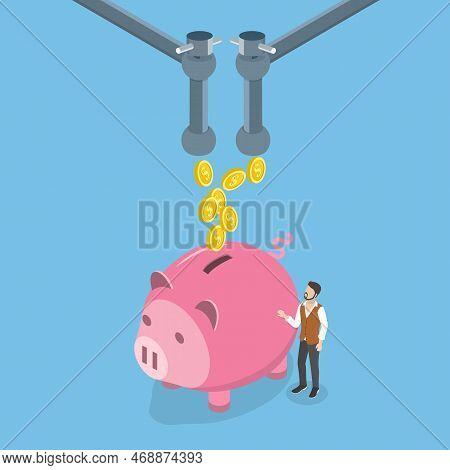 3d Isometric Flat Vector Conceptual Illustration Of Multiple Income Source, Passive Revenue Streams