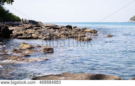 Beautiful View Of The Bay With A Rocky Shore, A Trip To Thailand. Relax By The Sea.