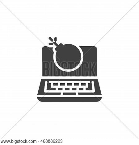Laptop Bomb Attack Vector Icon. Filled Flat Sign For Mobile Concept And Web Design. Dos Malware Bomb