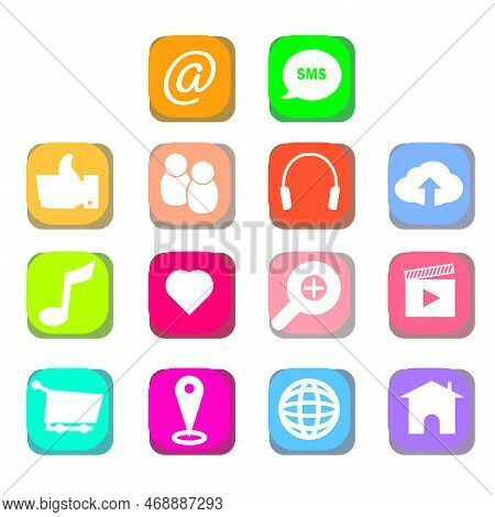 Set Of Business Card Icons. Name, Phone, Mobile, Location, Place, Mail, Fax Web Contact Us Informati