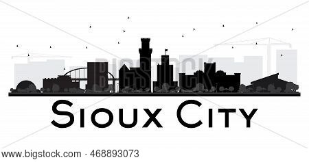 Sioux City Skyline Black And White Silhouette. Vector Illustration.